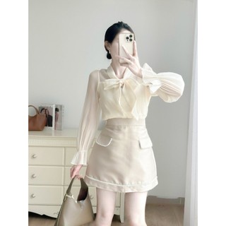 Chân váy tafta a phối dây ren myan design vvn102307
