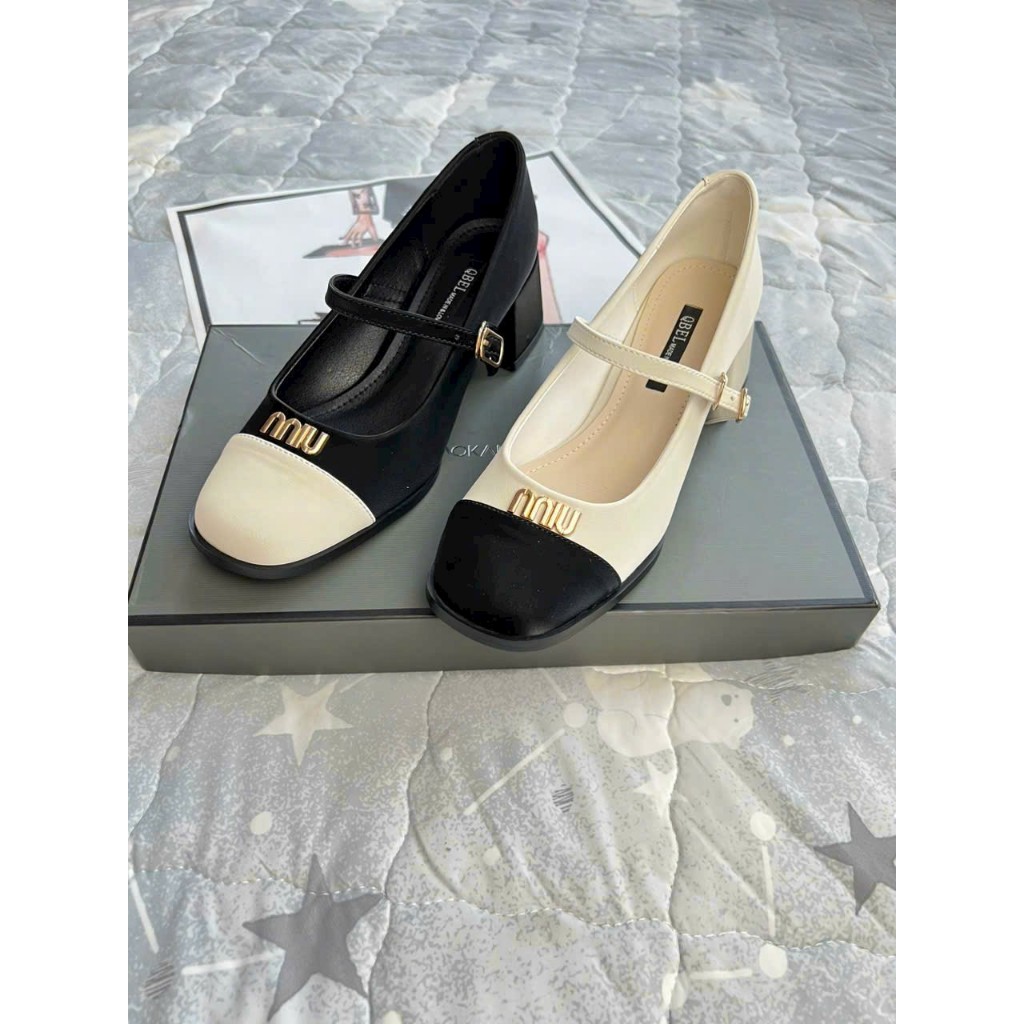 Giày Búp Bê Gót Vuông Màu Trắng Phong Cách Pháp Thanh Lịch Dễ Phối Đồ Cho Nữ D58