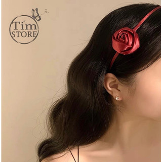 Băng đô cài tóc ruy băng hoa hồng tiểu thư TIMSTORE bờm tóc phong cách thời trang hàn quốc