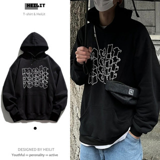 Áo Hoodie Nam In Họa Tiết Chữ Melt HeiLit Chất Nỉ Bông Dày Dặn Form Mũ Rộng