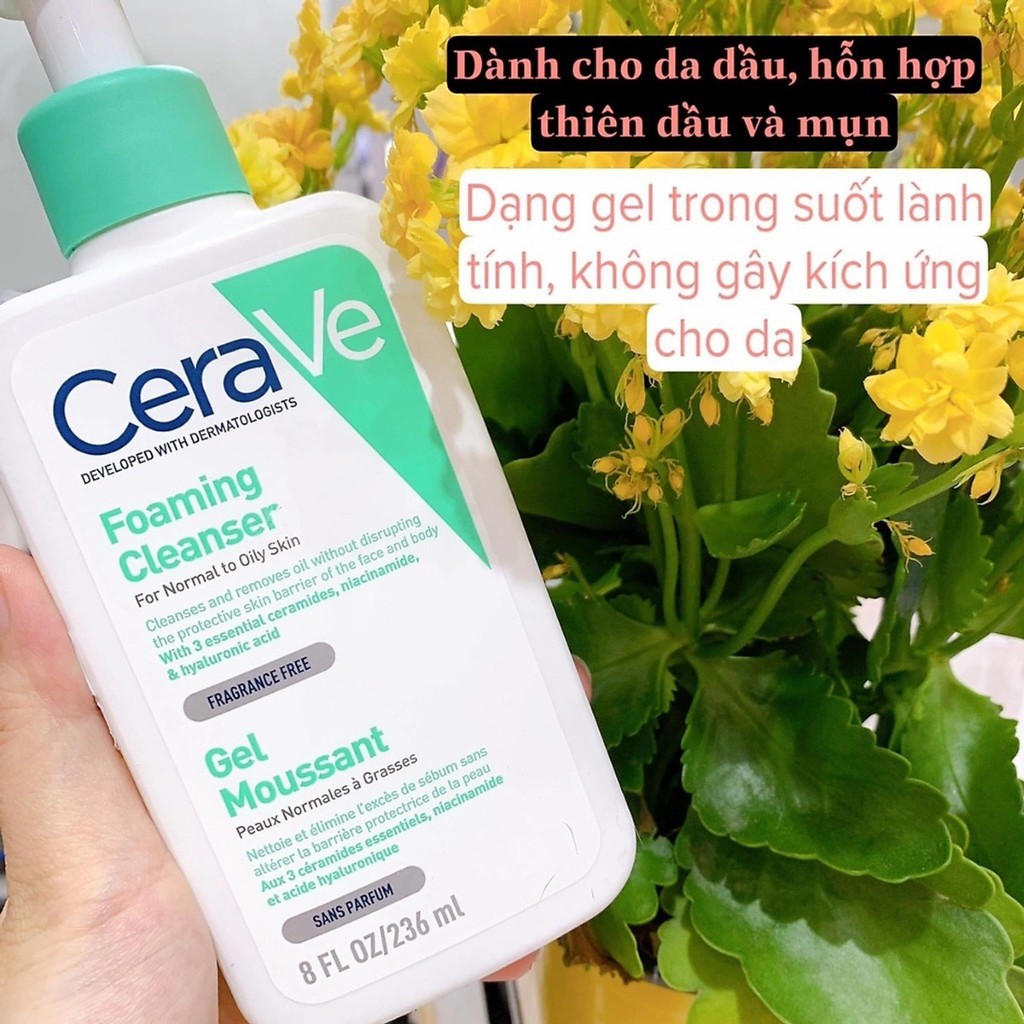 Sữa Rửa Mặt Dành Cho Da Dầu CeraVee Foaming Faciall Cleanser 236ml Xanh Ngọc