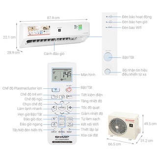 AH-XP10YHW - MIỄN PHÍ CÔNG RÁP -- Máy lạnh Sharp Inverter 1HP XP10YHW -- GIAO HÀNG MIỄN PHÍ TP.HCM