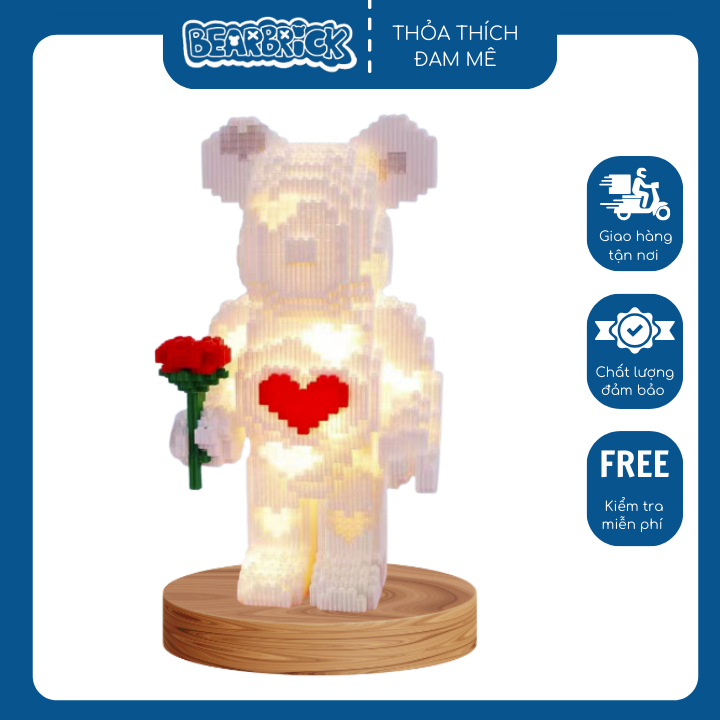 [LB03] Đồ chơi lắp ráp lego Bearbrick có đèn và ngăn đựng 32cm