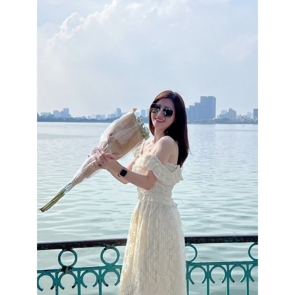 Set áo chân váy ren tiểu thư, set váy trắng nữ vải ren, set đồ nữ sang chảnh, set chân váy dáng dài Loga store_ L668