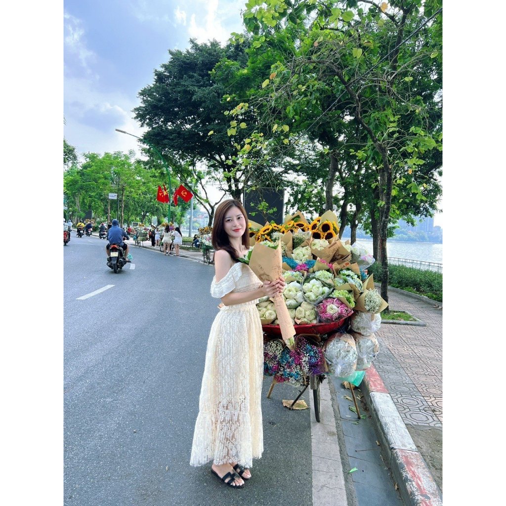 Set áo chân váy ren tiểu thư, set váy trắng nữ vải ren, set đồ nữ sang chảnh, set chân váy dáng dài Loga store_ L668