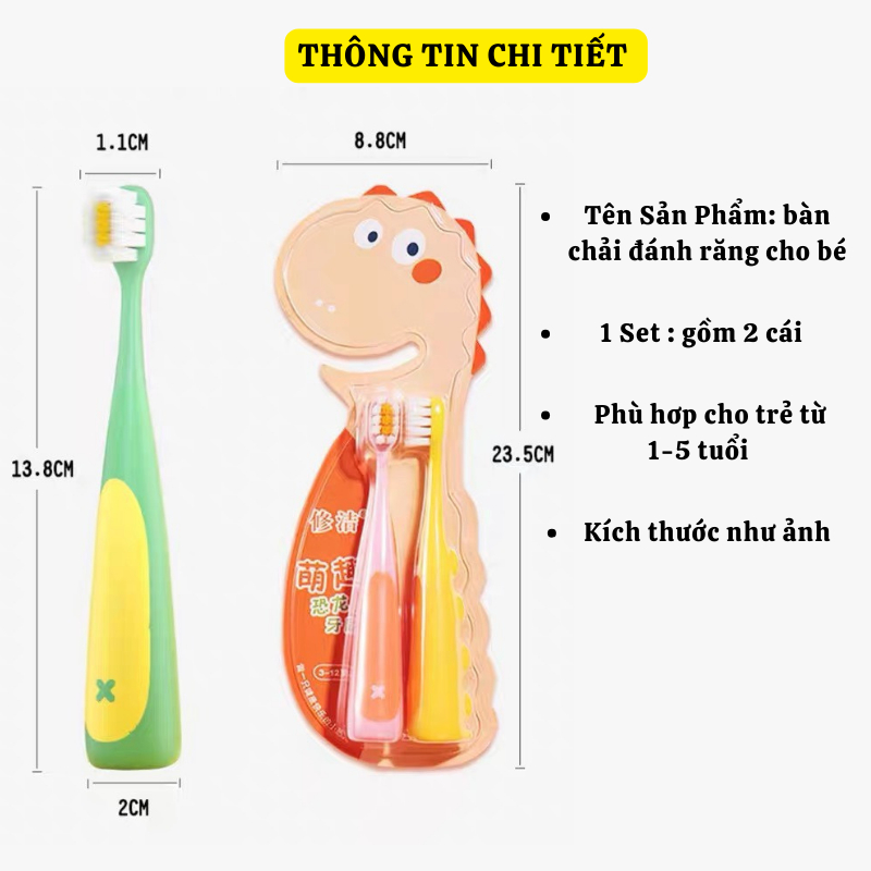 Bàn Chải Đánh Răng NAMIKO Cho Bé Họa Tiết Khủng Long Lông Siêu Mềm