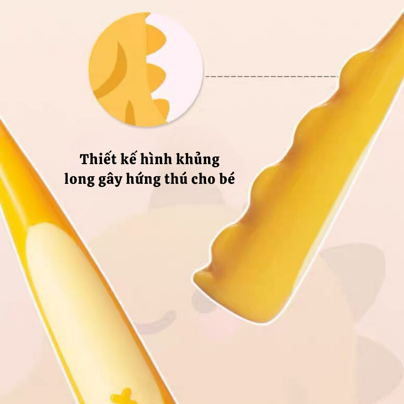 Bàn Chải Đánh Răng NAMIKO Cho Bé Họa Tiết Khủng Long Lông Siêu Mềm