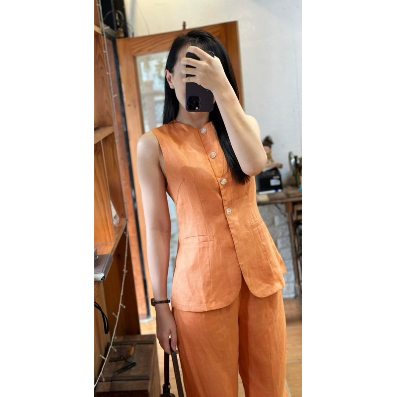 Set vest vải linen tưng premium