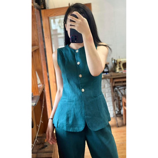 Set vest vải linen tưng premium