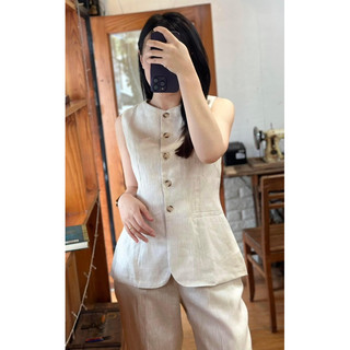 Set vest vải linen tưng premium