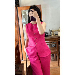 Set vest vải linen tưng premium
