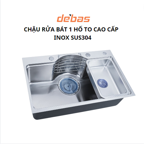 Chậu rửa bát 1 hố inox 304 kiểu dáng nhật bản hiện đại đa năng cao cấp thông minh inox 304 Debas 7546 7848