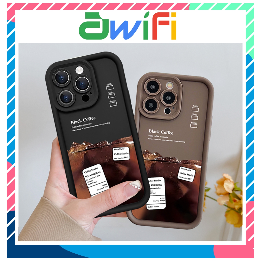 Ốp lưng iphone camera viền cao coffee 6/6s/6plus/7/8/plus/x/xs/11/12/13/14/15/pro/max/plus/proma- Awifi Case A3-9