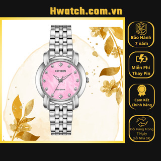 Đồng hồ nữ citizen em0710-54y máy eco-drive dây sắt mặt hồng