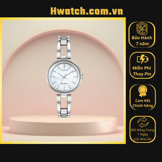 Đồng hồ nữ citizen em0630-51d eco-drive dây sắt trắng