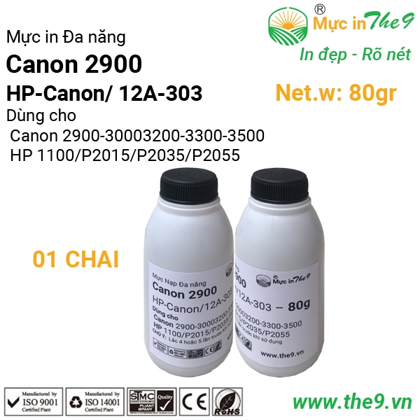 COMBO 5/ 4/ 3/ 2/ 1 CHAI mực nạp máy in Canon 2900 đa năng siêu đậm nét đẹp cho máy in Canon 3300, .Hp1020
