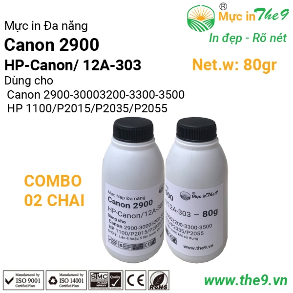 COMBO 5/ 4/ 3/ 2/ 1 CHAI mực nạp máy in Canon 2900 đa năng siêu đậm nét đẹp cho máy in Canon 3300, .Hp1020