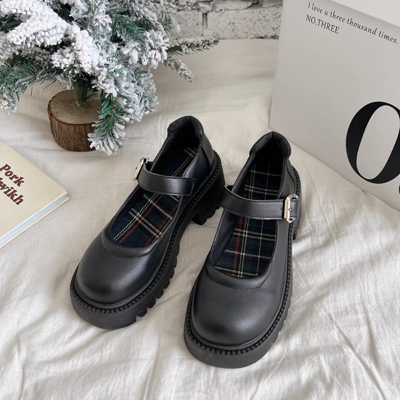Giày Lolita Đế Cao 6cm, Giày Da Mary Jane Đế Đốc Thời Trang Phong Cách Vintage dành cho nữ - bngoc order
