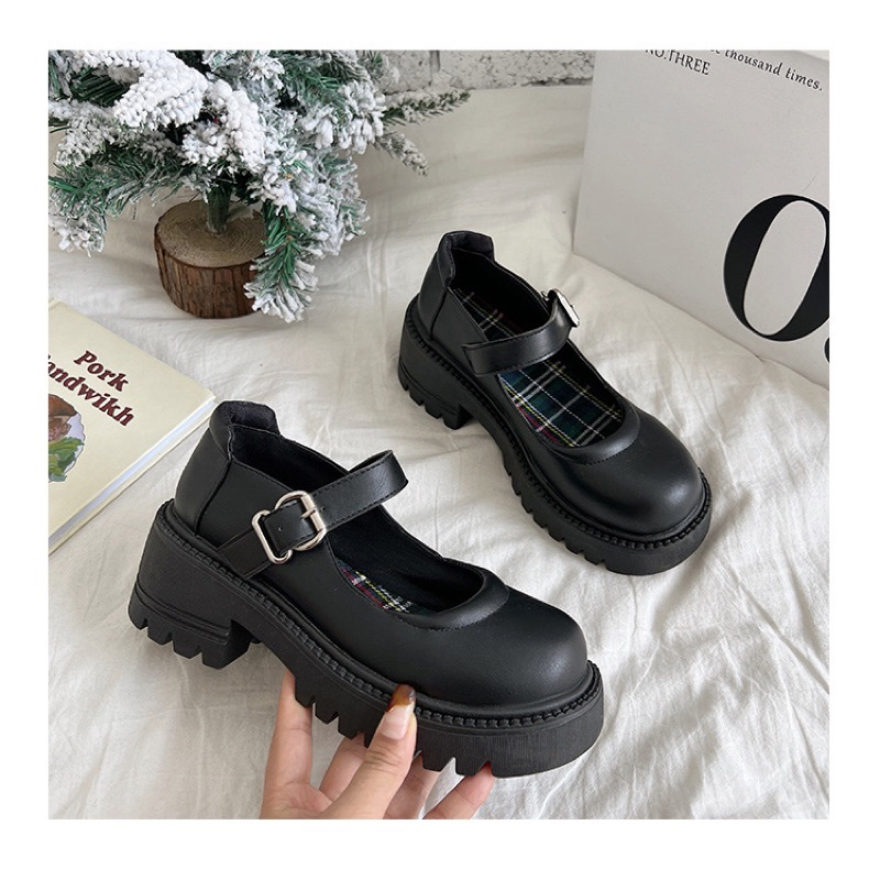 Giày Lolita Đế Cao 6cm, Giày Da Mary Jane Đế Đốc Thời Trang Phong Cách Vintage dành cho nữ - bngoc order