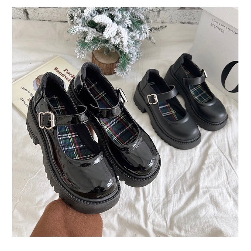 Giày Lolita Đế Cao 6cm, Giày Da Mary Jane Đế Đốc Thời Trang Phong Cách Vintage dành cho nữ - bngoc order