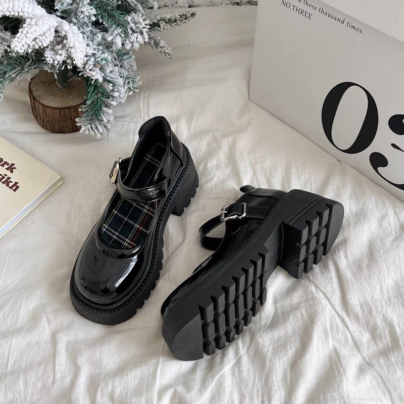 Giày Lolita Đế Cao 6cm, Giày Da Mary Jane Đế Đốc Thời Trang Phong Cách Vintage dành cho nữ - bngoc order