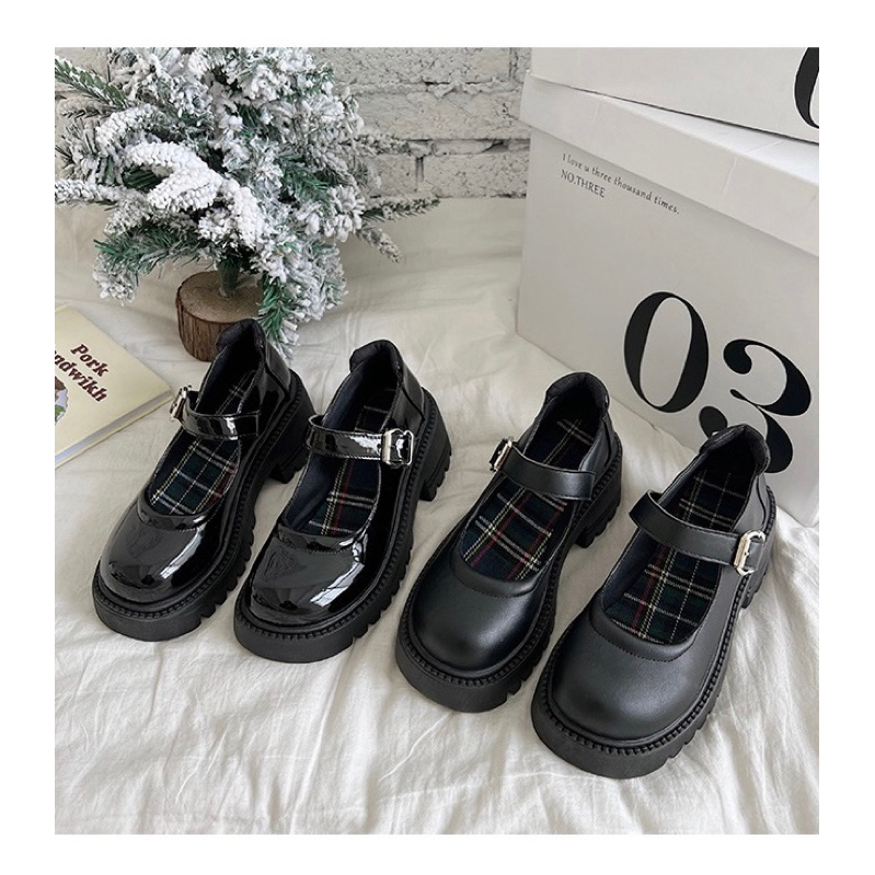 Giày Lolita Đế Cao 6cm, Giày Da Mary Jane Đế Đốc Thời Trang Phong Cách Vintage dành cho nữ - bngoc order