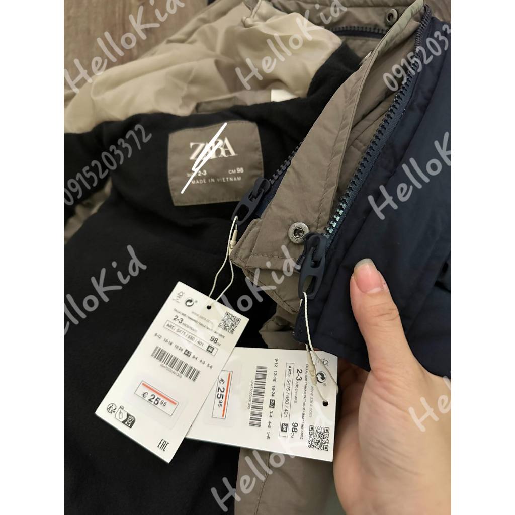 Áo phao gile túi hộp zr cho bé