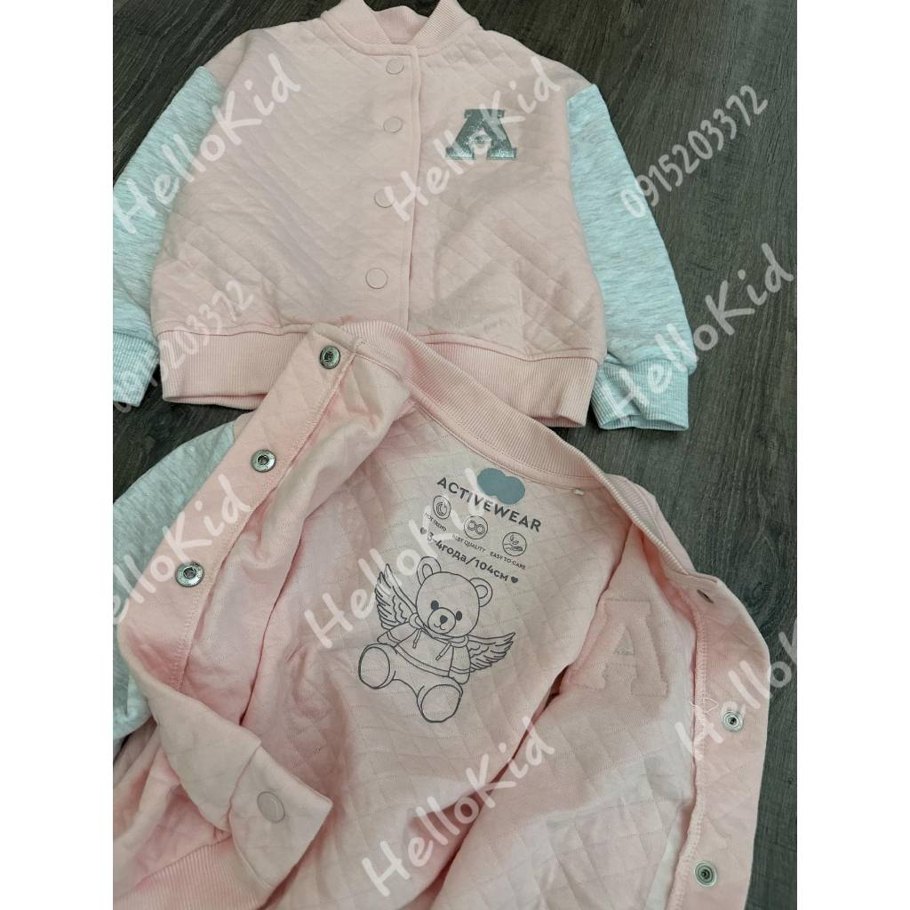 Khoác nỉ bomber trần bông hông gzj chữ A bé gái
