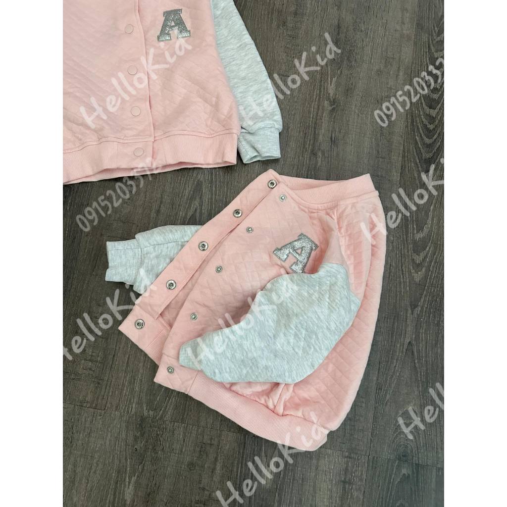 Khoác nỉ bomber trần bông hông gzj chữ A bé gái