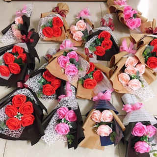 Bó hoa hồng 3 bông tặng thầy cô và dịp lễ, bó hoa giấy handmade