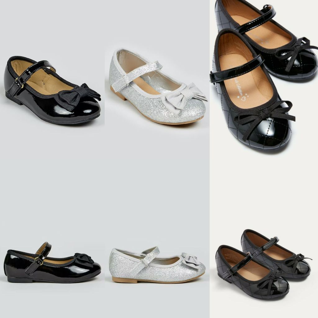 Giày búp bê nơ đen đỏ bạc Matalan _hàng chính hãng authentic