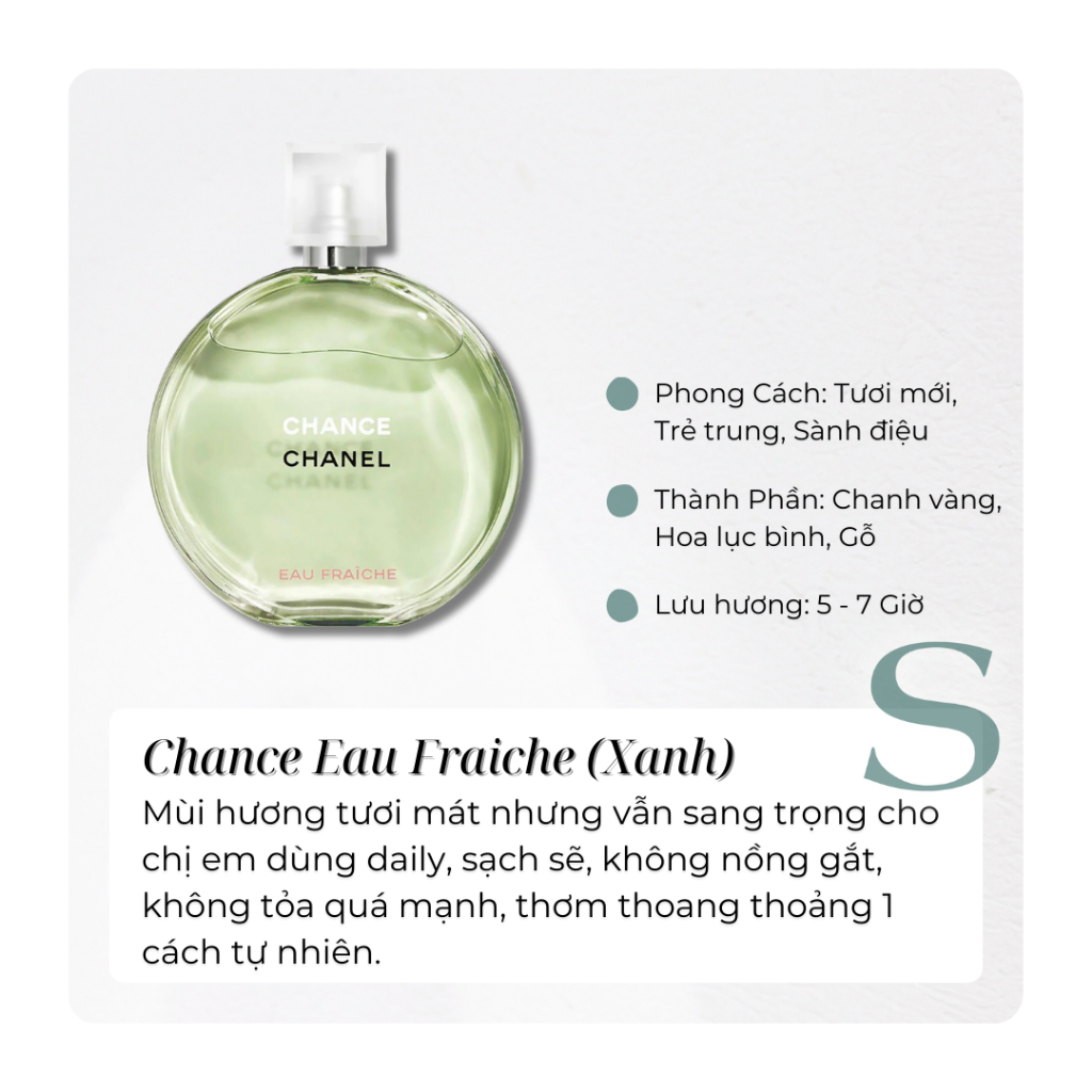 Nước Hoa Nữ - Chance Fraiche Xanh - Mẫu Thử