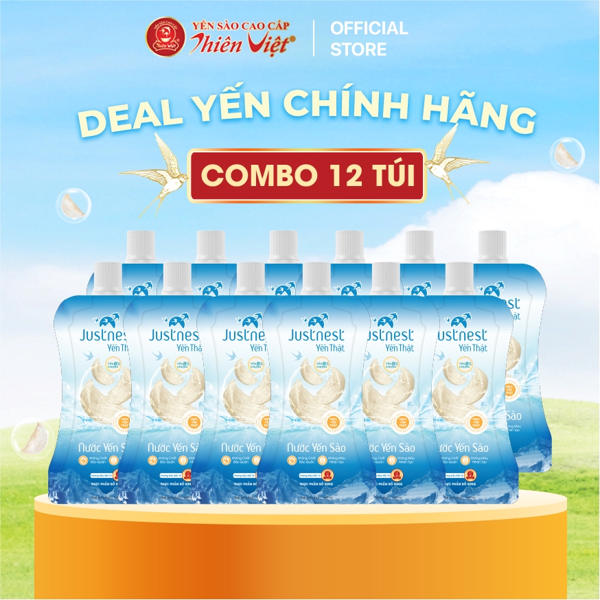 [Mã BMLTB200 giảm đến 100K đơn 499K] Combo 16 Túi Nước yến thật Justnest 8% yến chưng (160ml)