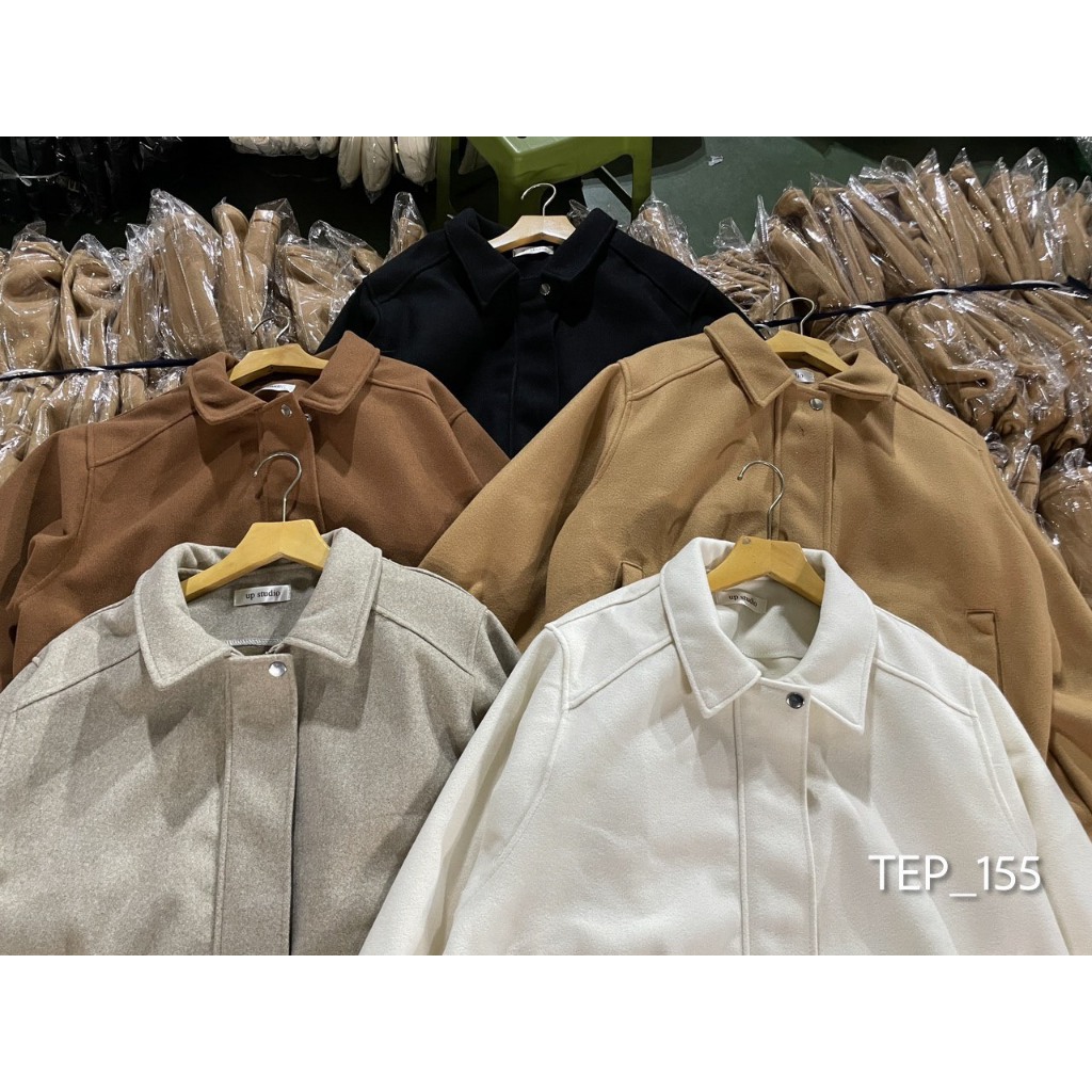 Áo bomber dạ dáng lửng bo gấu