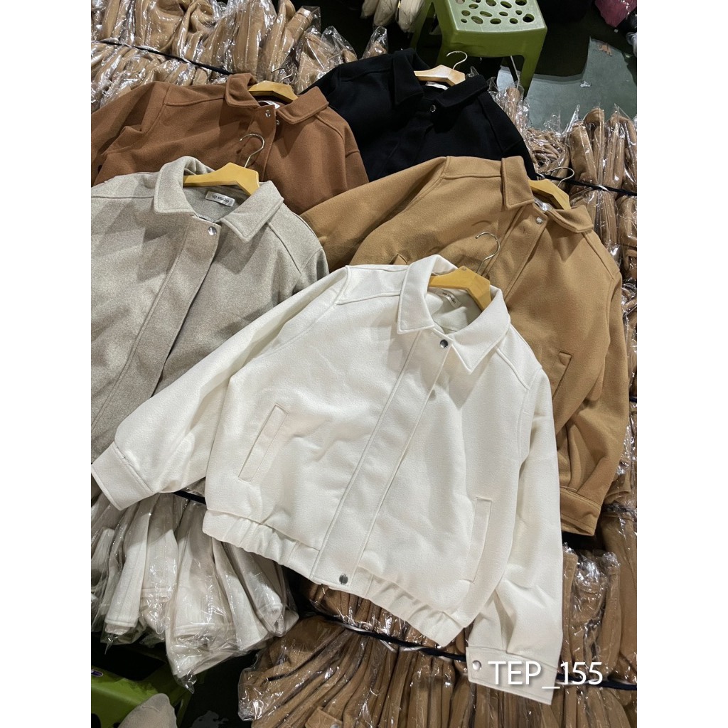 Áo bomber dạ dáng lửng bo gấu