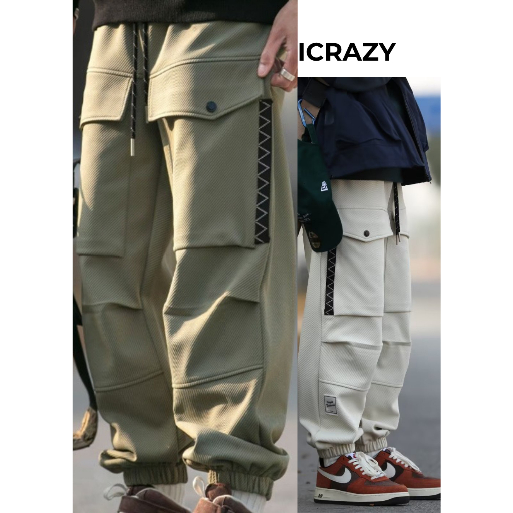 Quần jogger nam túi kẻ ICRAZY hàng quảng châu, lưng thun may kỹ hàng đẹp co giãn, QuanJoggerZICZAC P9/K13