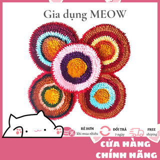 Thảm chùi chân tròn, thảm chùi chân hình bông hoa, thảm lau chân thổ cẩm