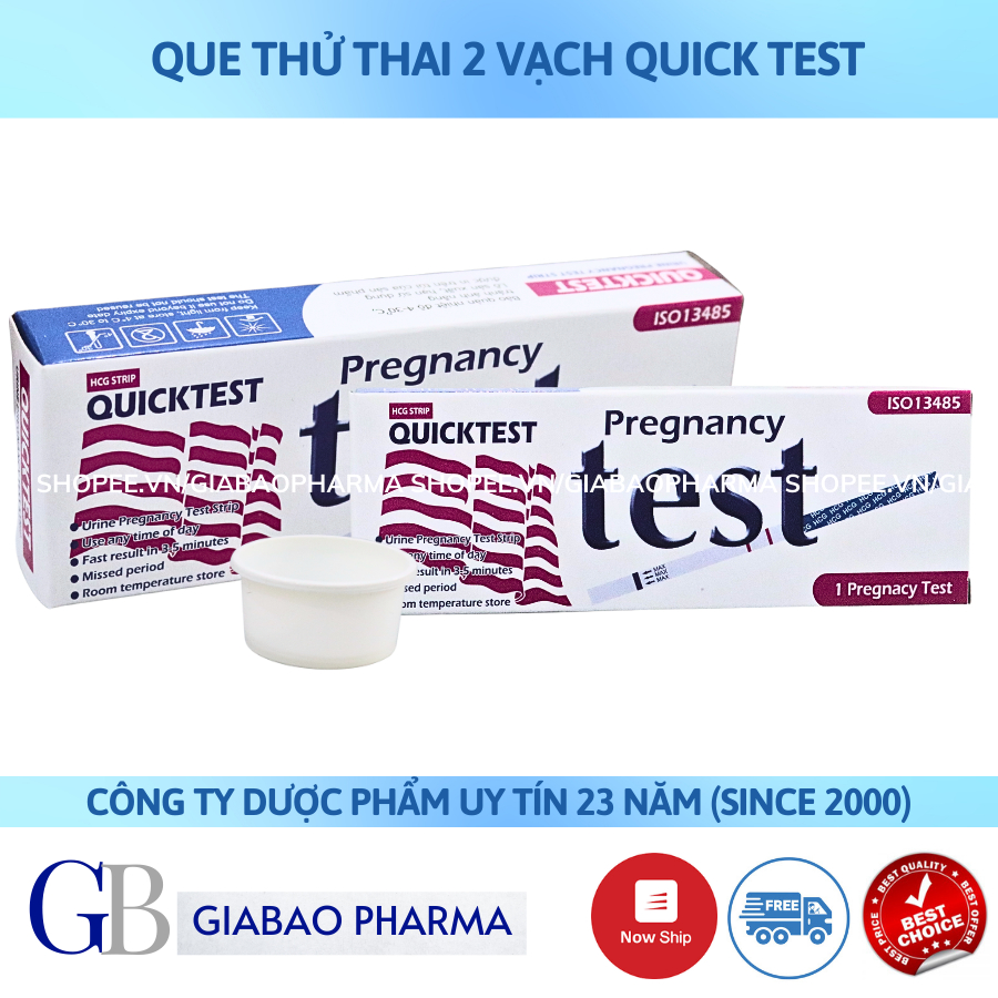 Que thử thai Quicktest độ chính xác cao, có che tên  Hộp 1 que