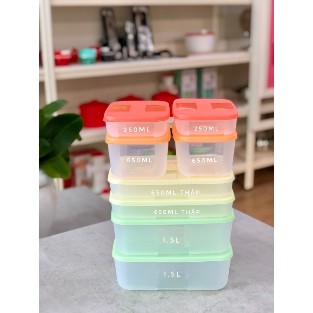 ộ hộp trữ đông, trữ mát Tupperware Colorful Modern Set 16 hộp - Bảo hành trọn đời - Nhựa nguyên sinh PP số 5