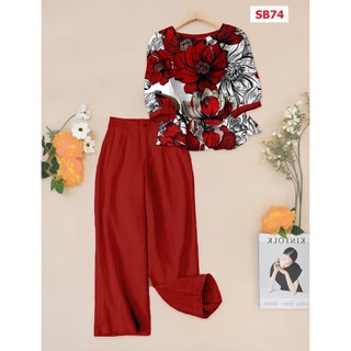 Bộ Đồ In Hoa Trung Niên 3D Lụa cao cấp tặng bà tặng mẹ