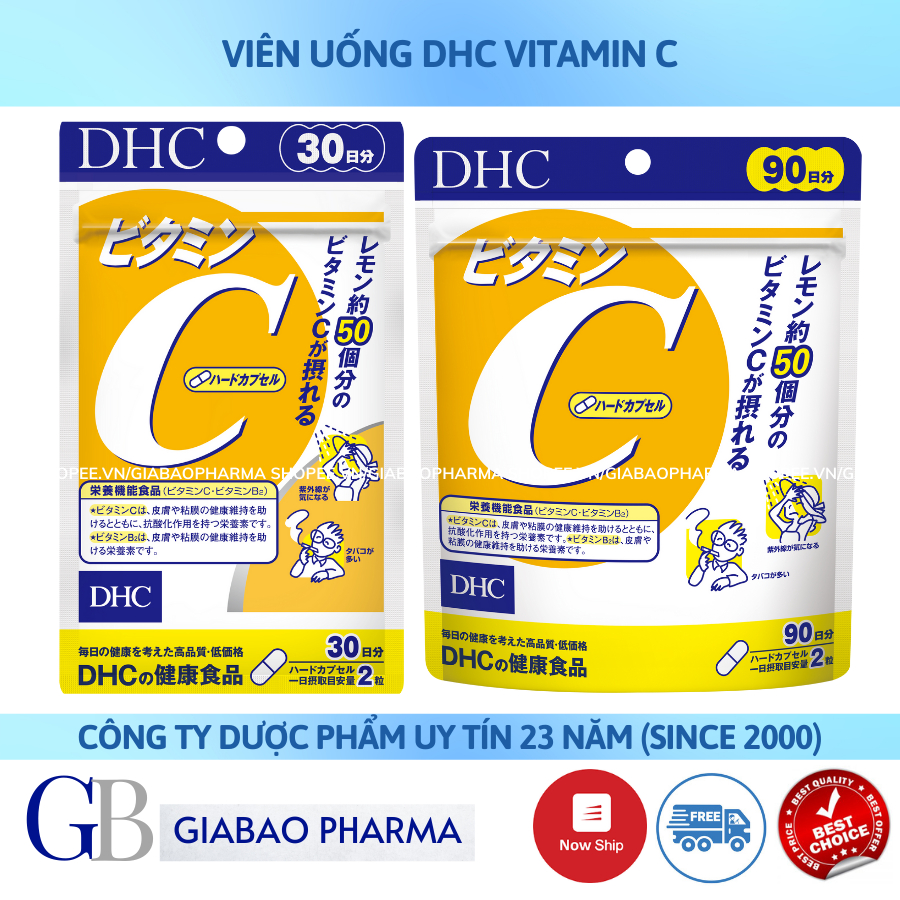 Viên uống bổ sung vitamin C DHC sáng da, mờ thâm, tăng cường đề kháng gói 30 ngày (60 viên) và 90 ngày (180 viên)