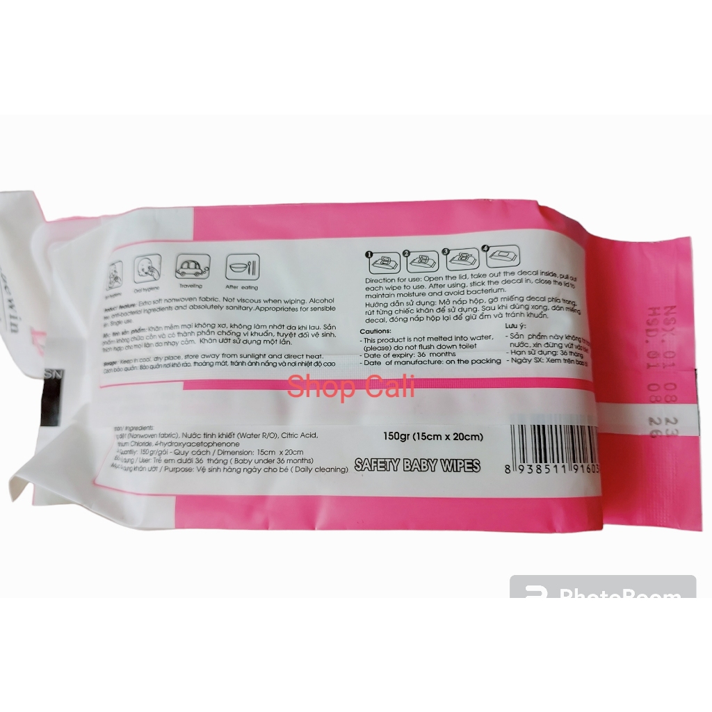 Sỉ 1 thùng 30 gói khăn ướt BEBEWIN không mùi ,Không paraben bản siêu to,dày an toàn cho da bé,ko hoá chất gói to