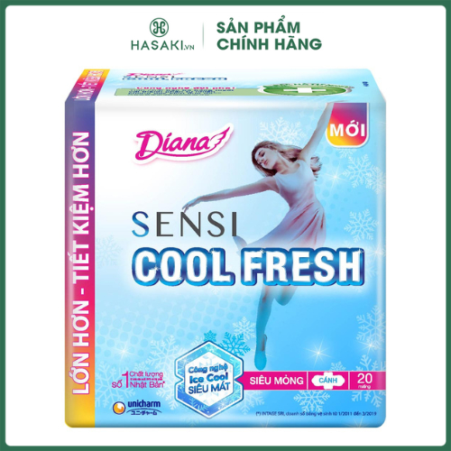 Băng Vệ Sinh Diana Sensi Cool Fresh 23cm Siêu Mỏng Cánh 20 Miếng Hasaki Sản Phẩm Chính Hãng