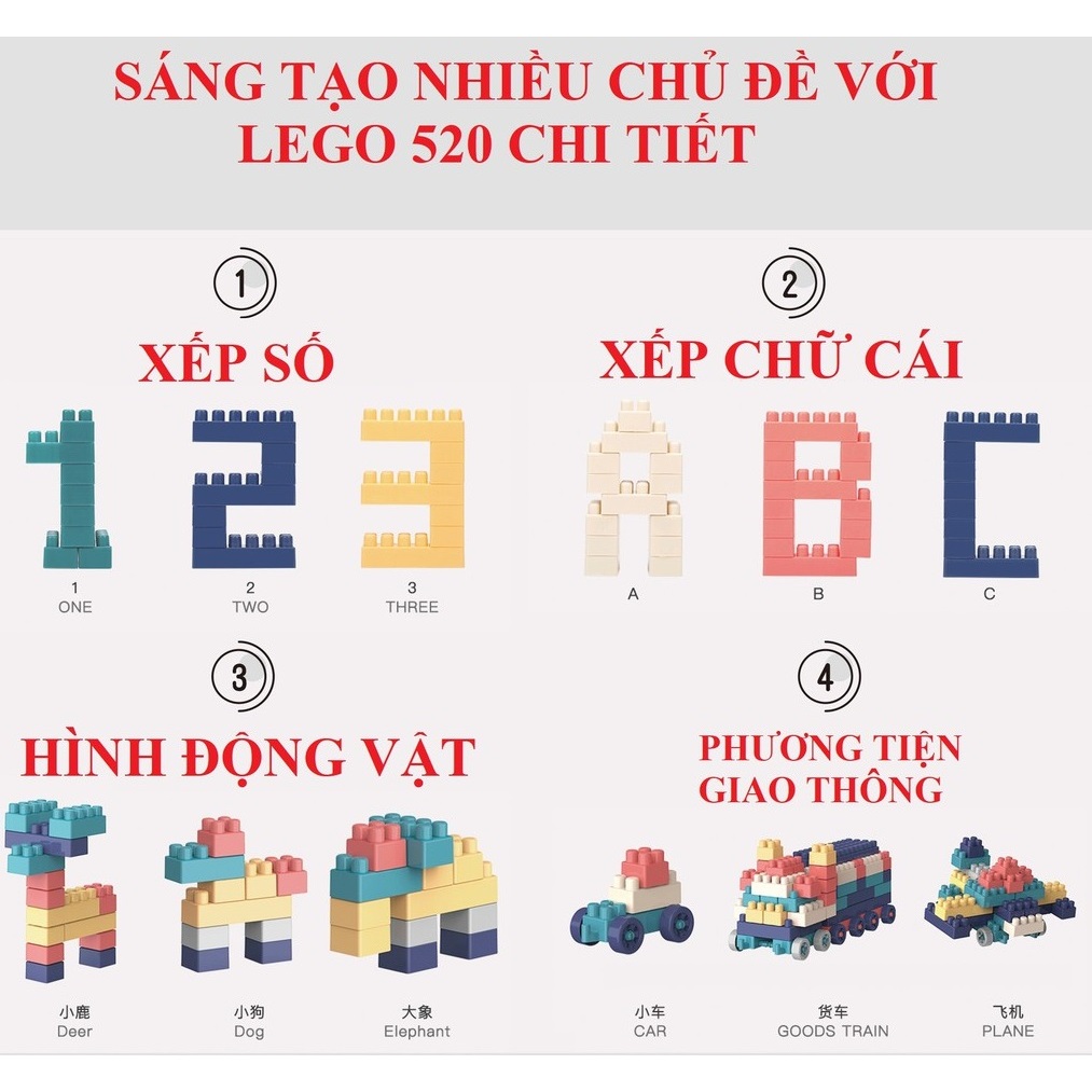 Bộ Lego Xếp Hình 520 chi tiết cho bé thỏa sức sáng tạo