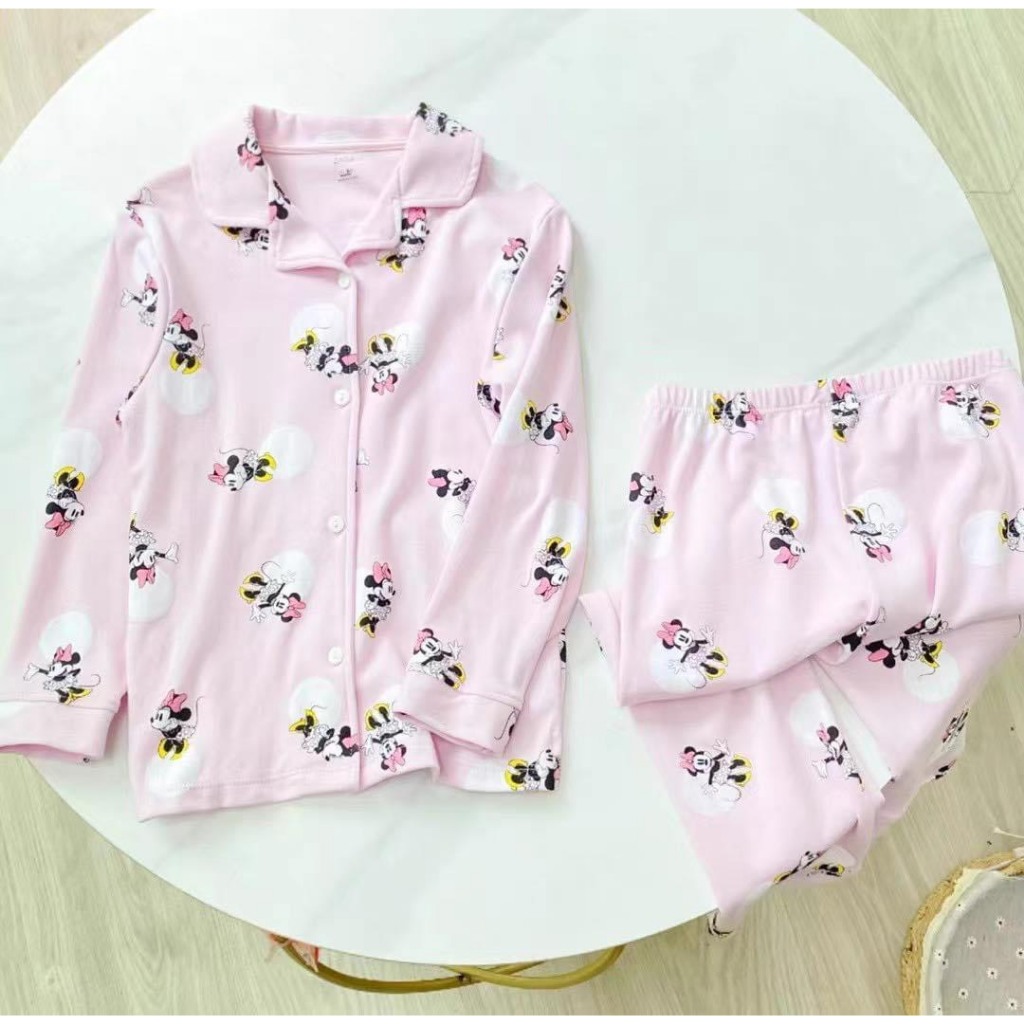Bộ Pijama bé gái cotton Mickey hồng