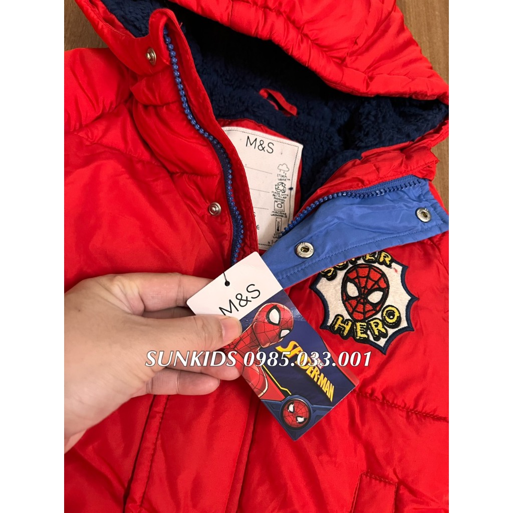 Áo phao bé trai M&S ĐỎ logo nhện