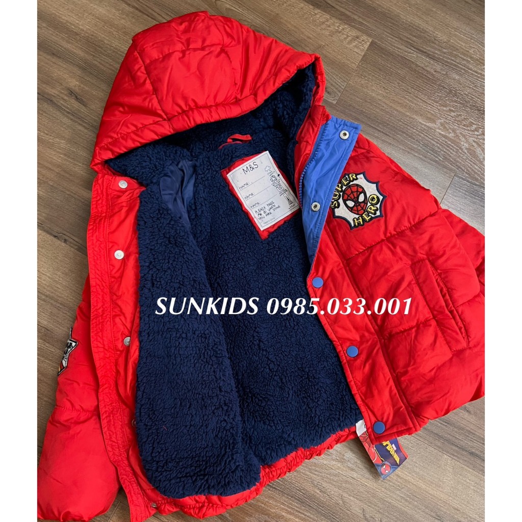 Áo phao bé trai M&S ĐỎ logo nhện