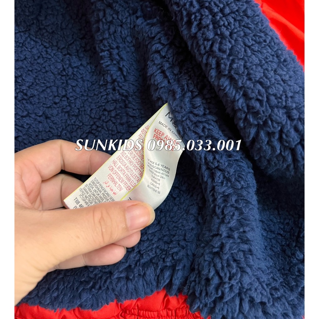 Áo phao bé trai M&S ĐỎ logo nhện