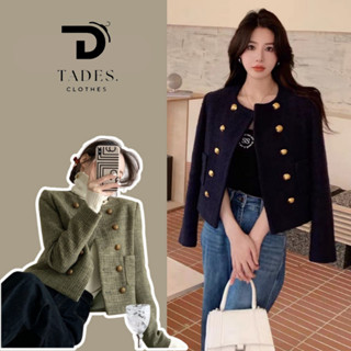 Áo khoác dạ tweed nữ có túi 2 màu tiểu thư sang chảnh dáng ngắn hàng QCCC A580