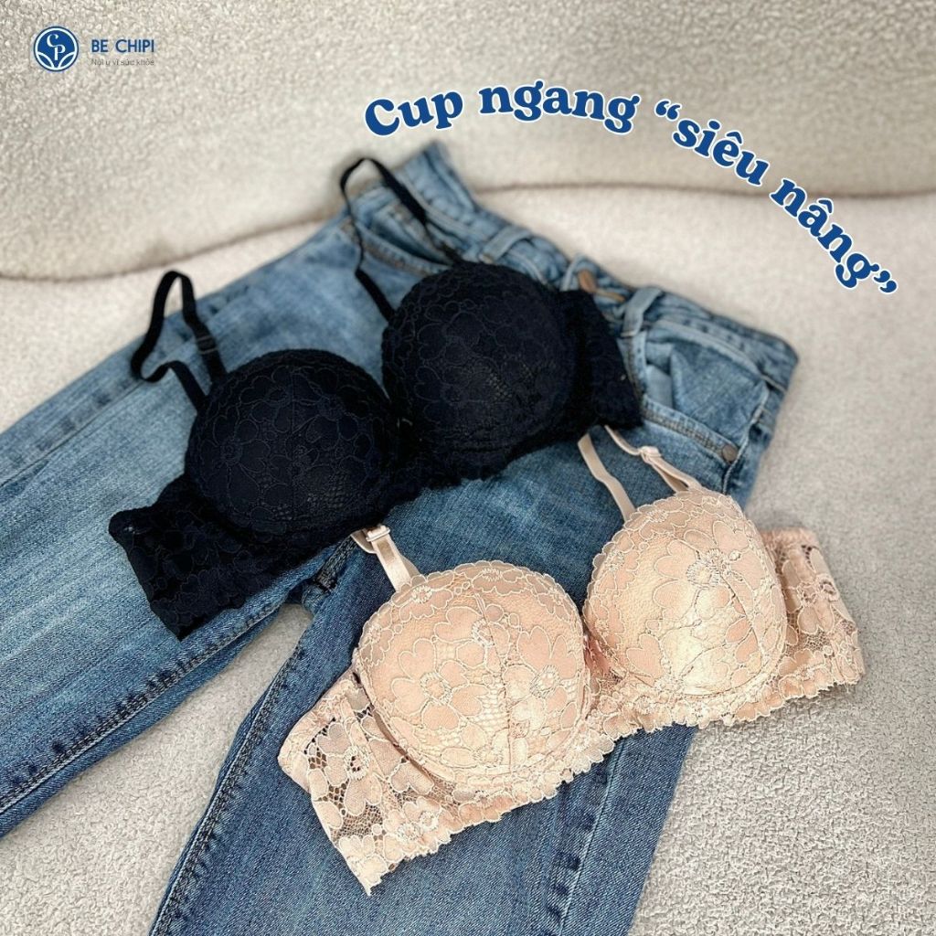 Áo Lót Nữ Cup Ngang Đệm Vừa 2cm Đáp Ren Siêu Nâng AL9010 By Bechipi